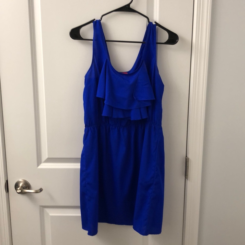 Gorgeous royal blue dress with a front ruffle